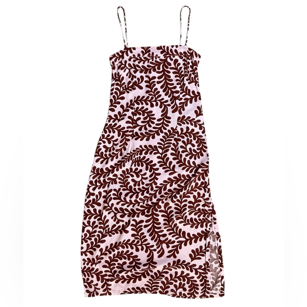 TOTEM Silk Blend Slip Dress Brown & Ivory Print Size 1